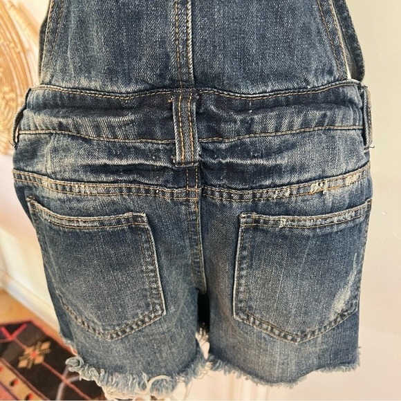 NWT Hwy Jeans Distressed Denim Overall Shorts Romper Y2K Vintage Style Size L - Picture 9 of 10